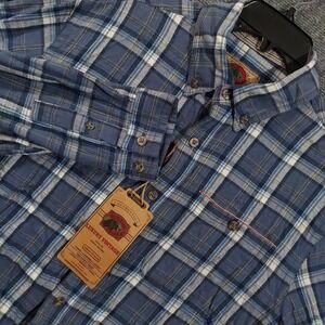 Boston Traders Shirt Mens Large Blue Plaid Long Sleeve Button Down Vintage Style